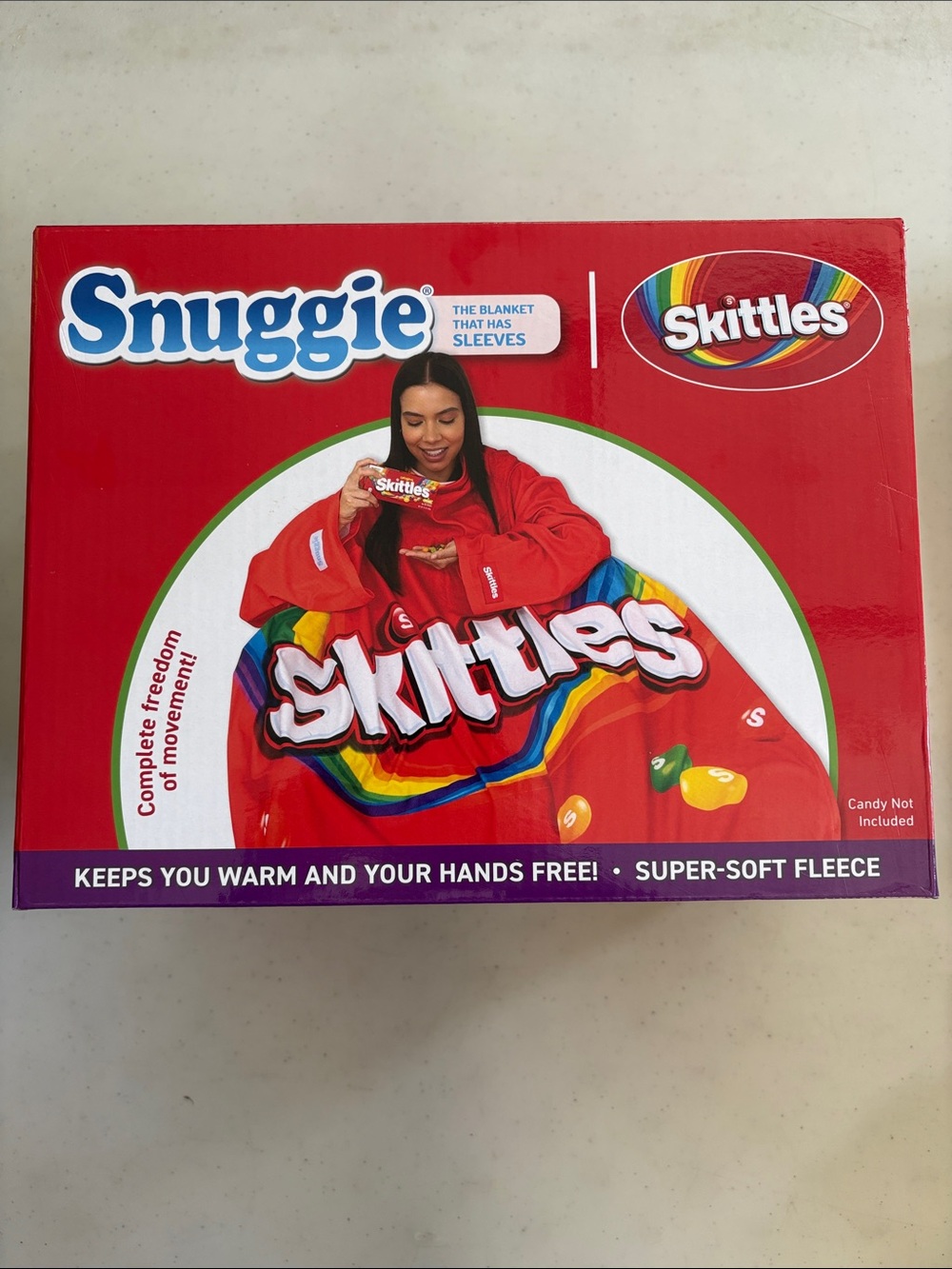 Skittles Red Fleece Blanket with Sleeves